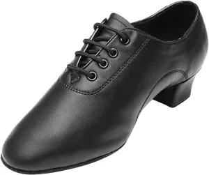 EnJoCho Toddler Walking Shoes Shoes Boys Modern Dance Shoes Prom Ballroom Latin Dance Shoes Solid Color Lace Up (Black, 36)