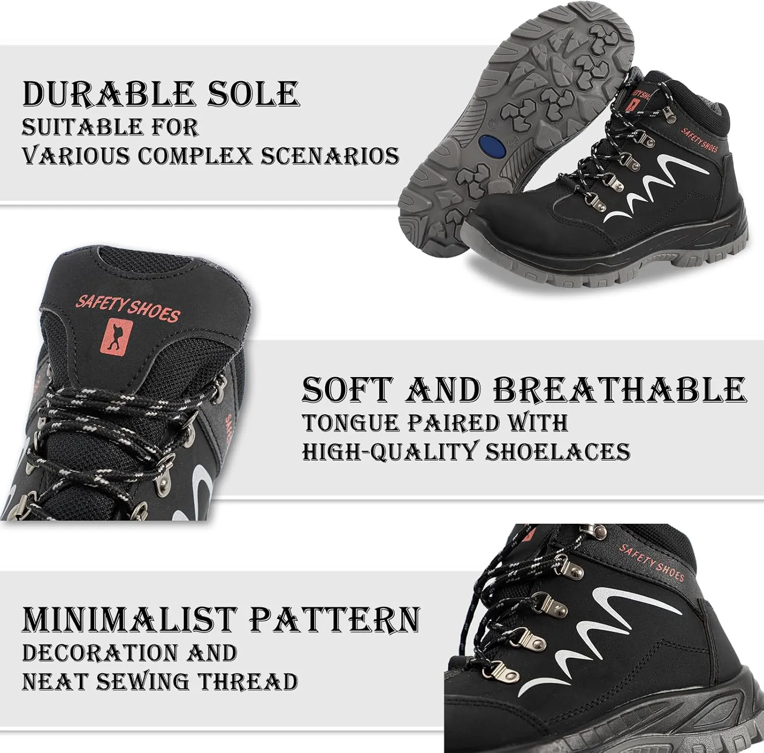 ESTAMICO Steel Toe Work Boots For Men Puncture Proof Industrial & Construction Boot Waterproof Safety Shoes