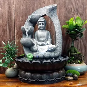Fashion My Day Buddha Tabletop Fountain LED Lights Zen Rock Water Waterfall Home Deck Decor | Home & Garden | Home | Indoor Fountains