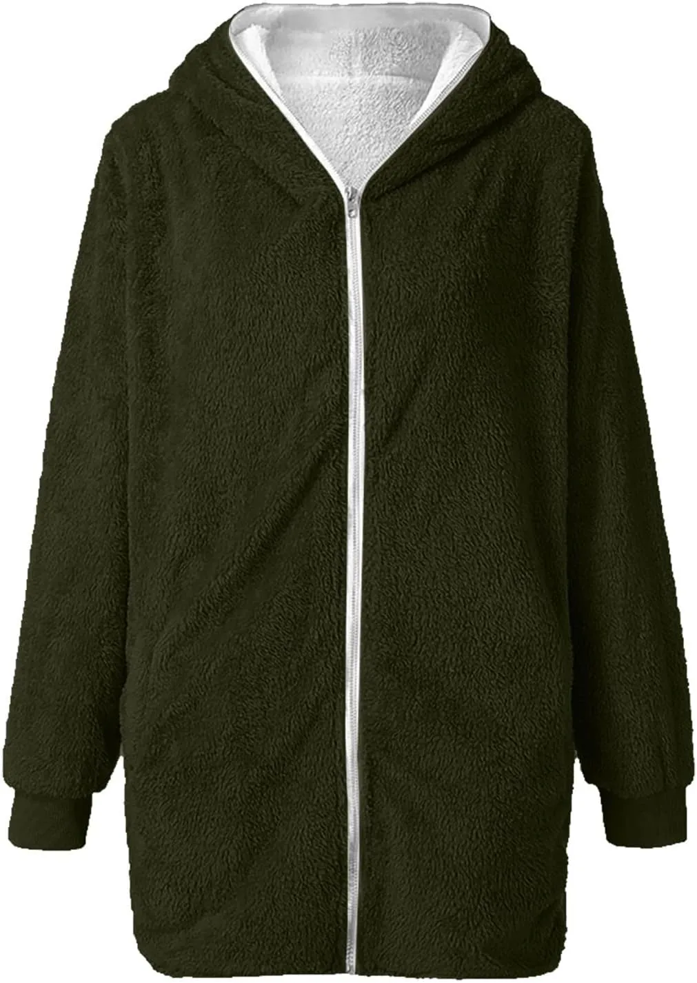 Fleece Jacket Women Sherpa Zip Up Long Sleeve Lapel Hoodies Faux Fur Coats Oversized Cardigan Sweaters Shaggy Outfits