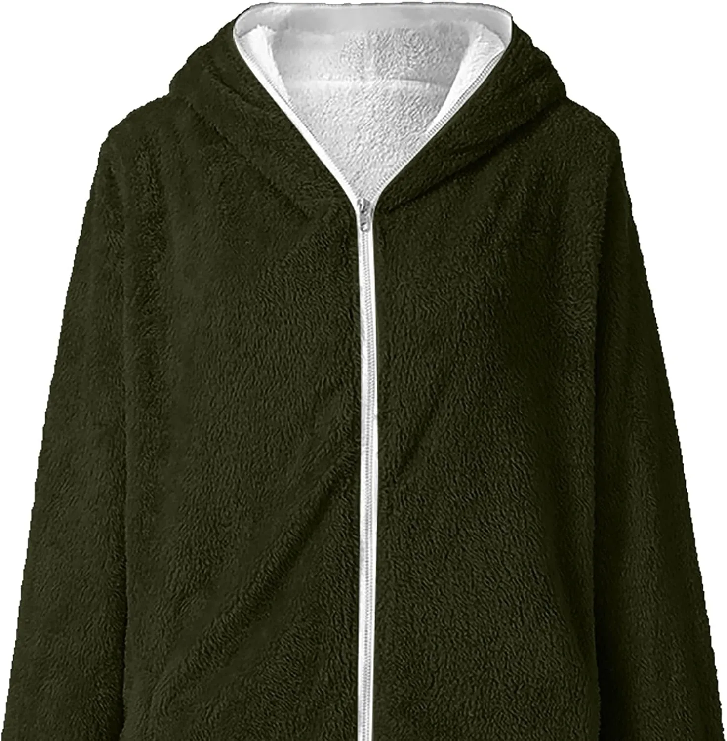 Fleece Jacket Women Sherpa Zip Up Long Sleeve Lapel Hoodies Faux Fur Coats Oversized Cardigan Sweaters Shaggy Outfits