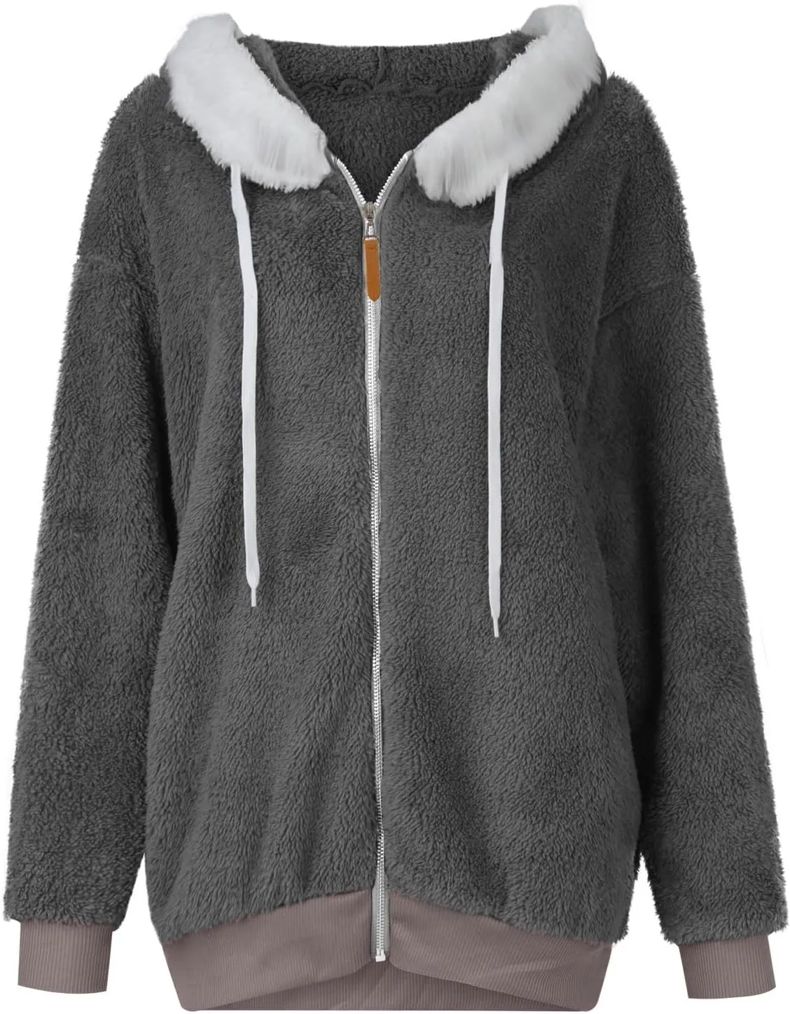 Fuzzy Fleece Jacket Women Fluffy Plus Size Faux Fur Coats Shaggy Oversized Zip Up Hoodie with Pockets Sherpa Jackets
