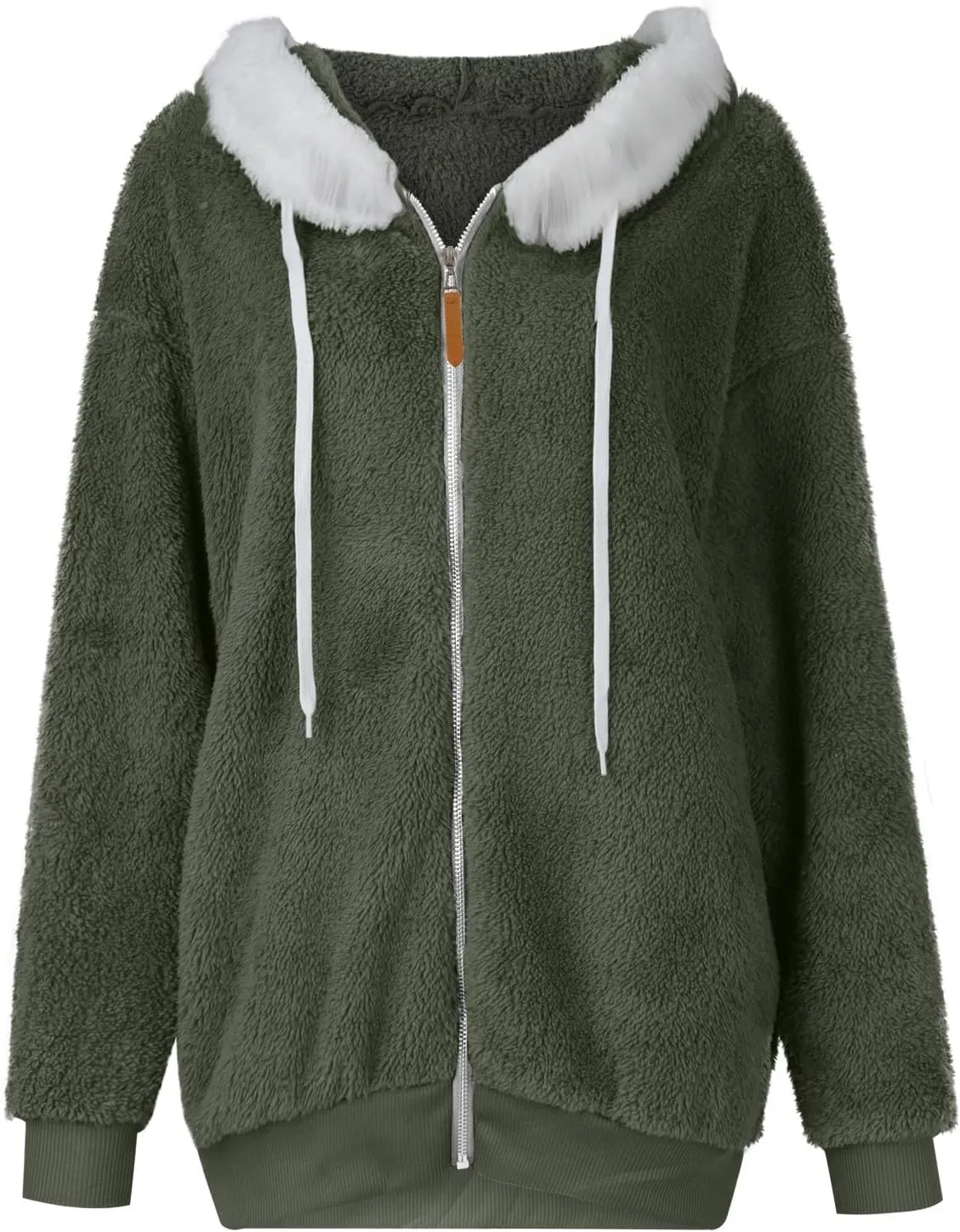 Fuzzy Fleece Jacket Women Fluffy Plus Size Faux Fur Coats Shaggy Oversized Zip Up Hoodie with Pockets Sherpa Jackets