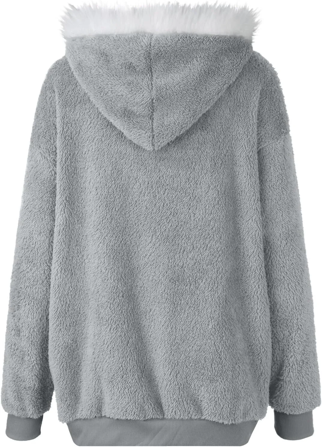 Fuzzy Fleece Jacket Women Fluffy Plus Size Faux Fur Coats Shaggy Oversized Zip Up Hoodie with Pockets Sherpa Jackets