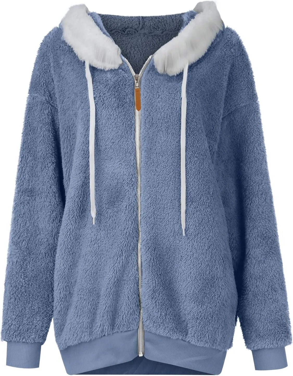 Fuzzy Fleece Jacket Women Fluffy Plus Size Faux Fur Coats Shaggy Oversized Zip Up Hoodie with Pockets Sherpa Jackets