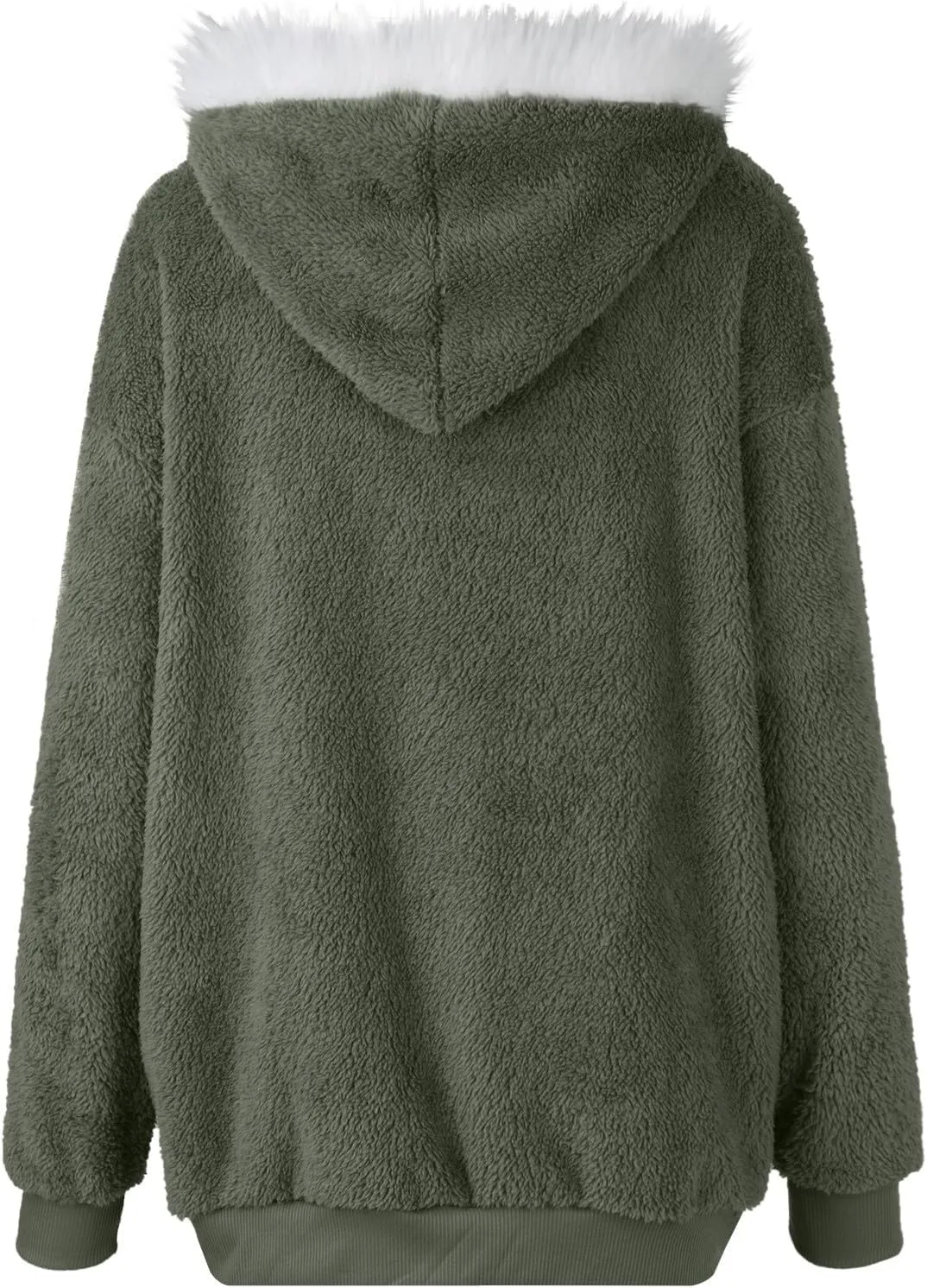 Fuzzy Fleece Jacket Women Fluffy Plus Size Faux Fur Coats Shaggy Oversized Zip Up Hoodie with Pockets Sherpa Jackets