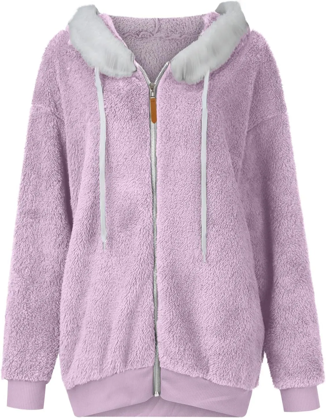 Fuzzy Fleece Jacket Women Fluffy Plus Size Faux Fur Coats Shaggy Oversized Zip Up Hoodie with Pockets Sherpa Jackets