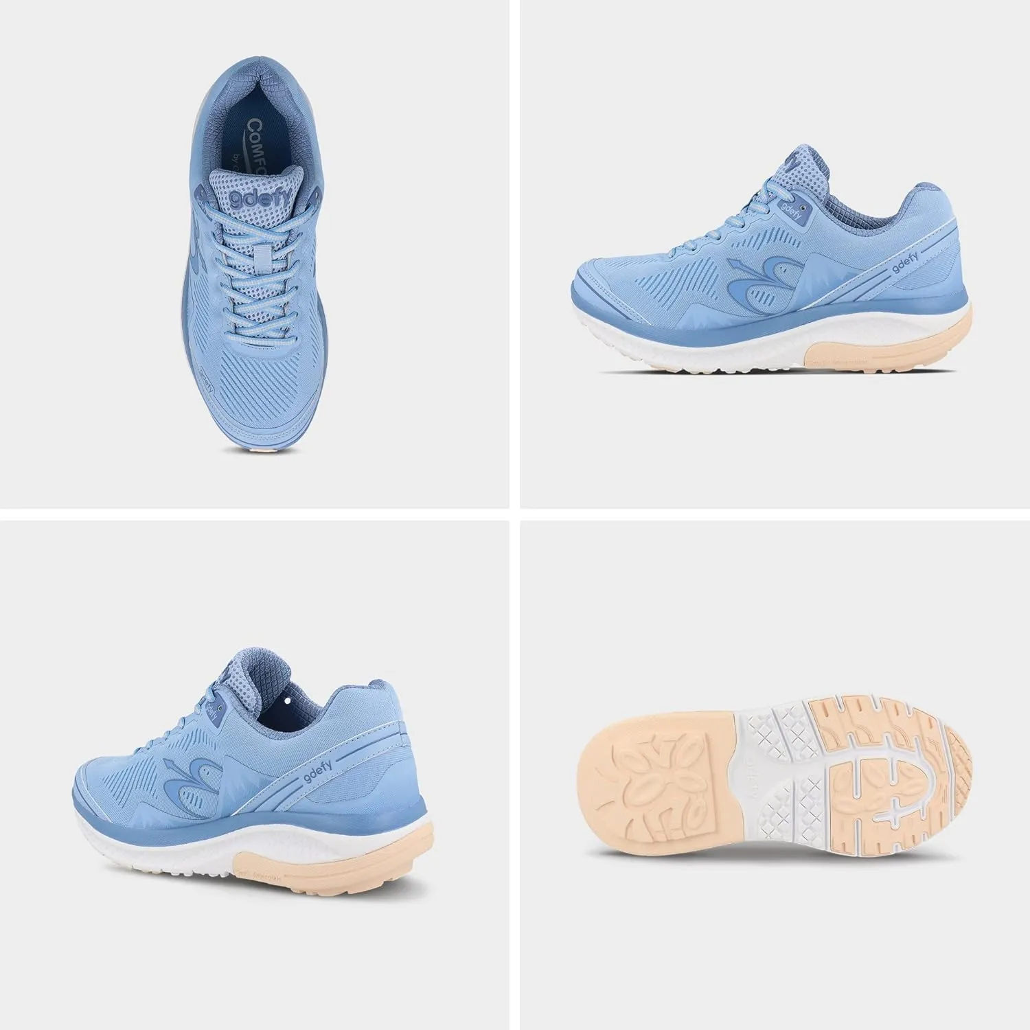 G-DEFY Mighty Walk Womens Orthopedic Walking Shoe | VersoShock Technology for Pain Associated with Running | Prolonged Standing | Arch Support | Diabetic Shoes | Wide Shoes | Free Custom Orthotic