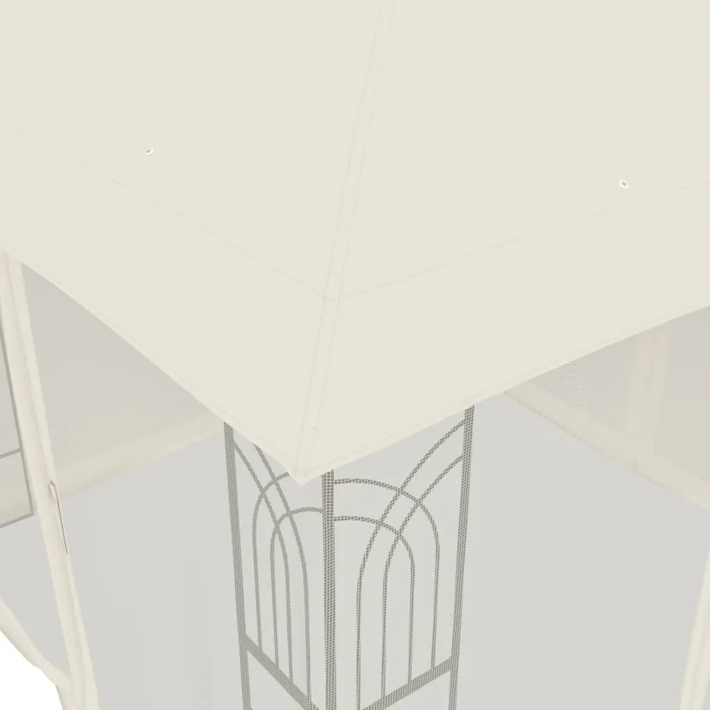 Gazebo with Double Roof and Mesh Walls Cream 2.94x2.94 m Steel