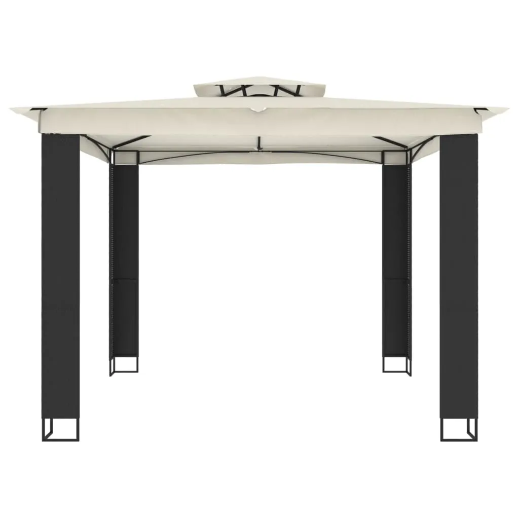 Gazebo with Double Roof Cream 2.94x2.94 m Steel