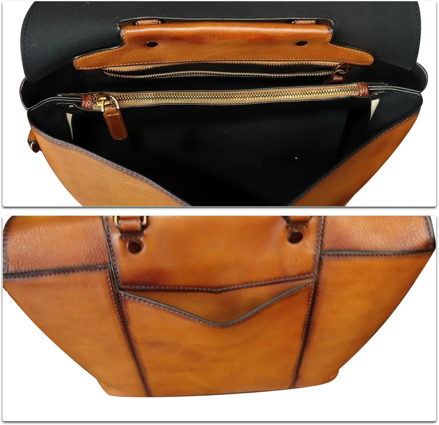Genuine Leather Satchel for Women Hand Painted Handbag Top Handle Bags Handmade Purse Crossbody Tote Bag Purse