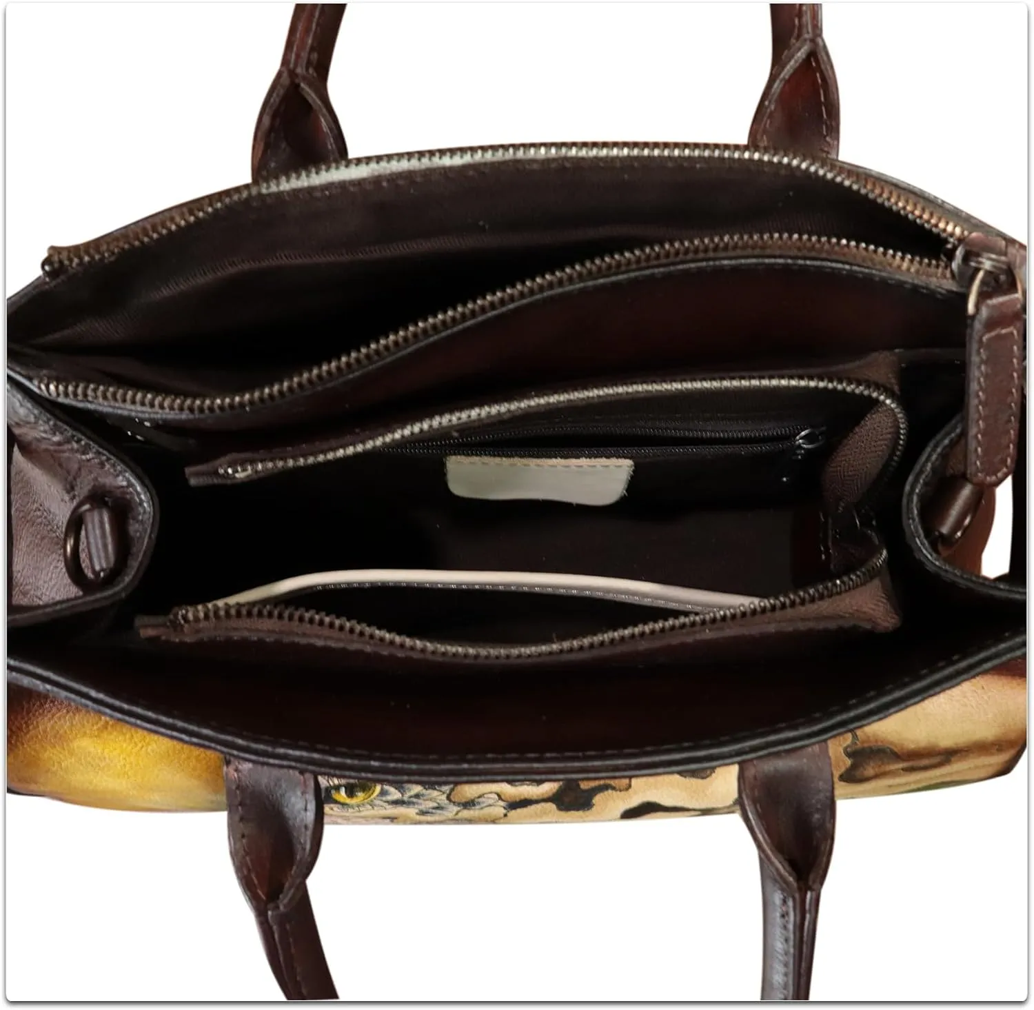 Genuine Leather Satchel for Women Hand Painted Leather Handbag Top Handle Bags Handmade Crossbody Purse Work Tote
