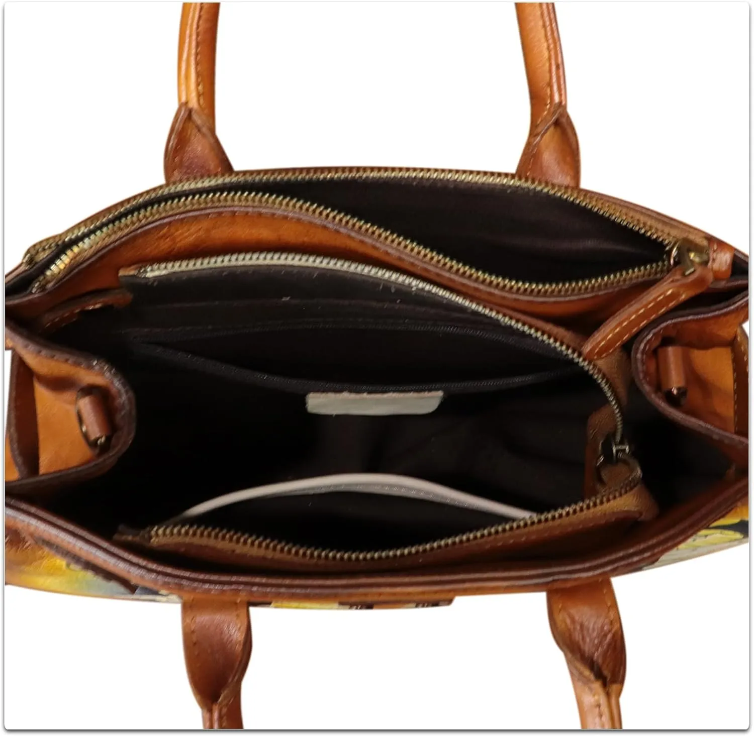 Genuine Leather Satchel for Women Hand Painted Leather Handbag Top Handle Bags Handmade Crossbody Purse Work Tote