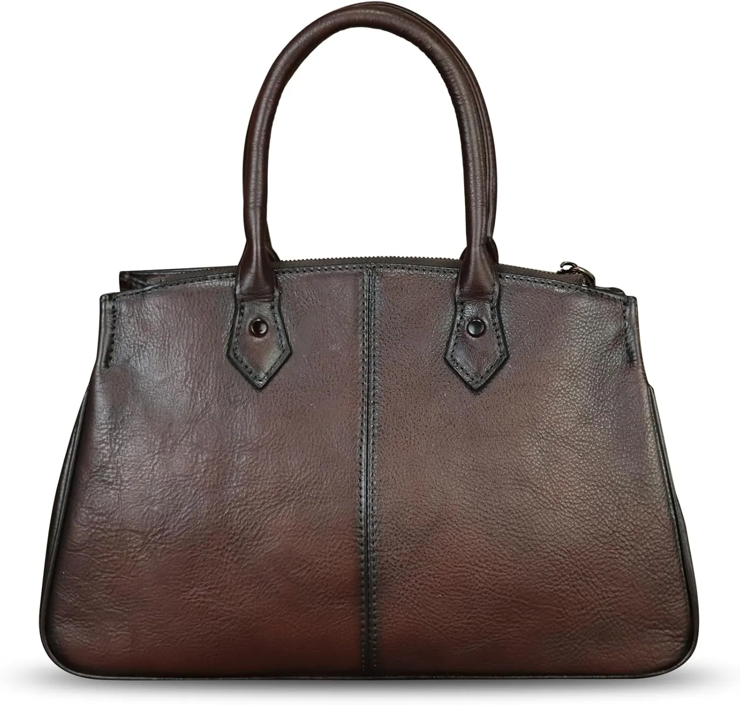 Genuine Leather Satchel for Women Hand Painted Leather Handbag Top Handle Bags Handmade Crossbody Purse Work Tote