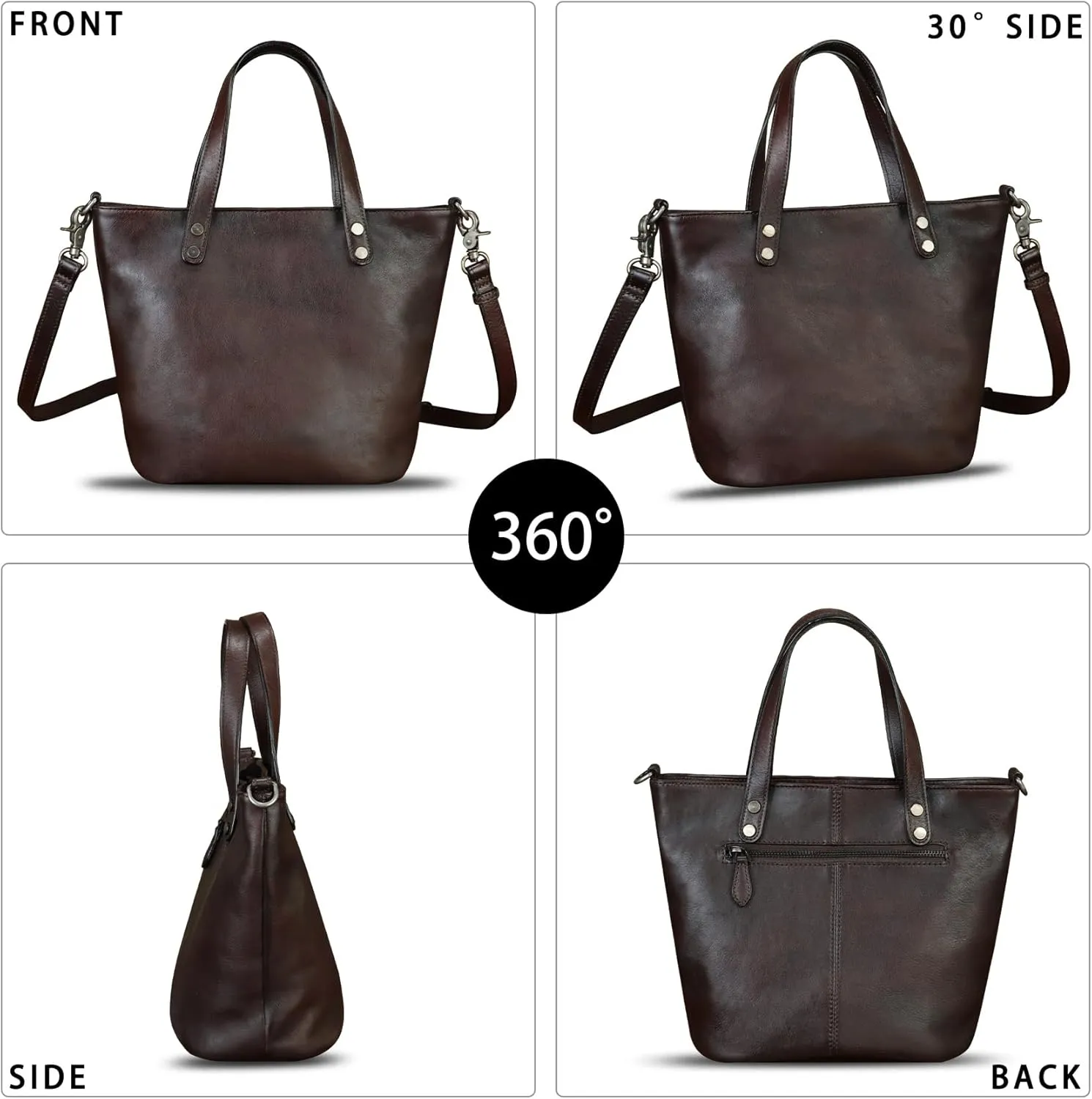 Genuine Leather Satchel for Women Shoulder Handbag Retro Top Handle Bags Handmade Purse Crossbody Purse Tote Bag