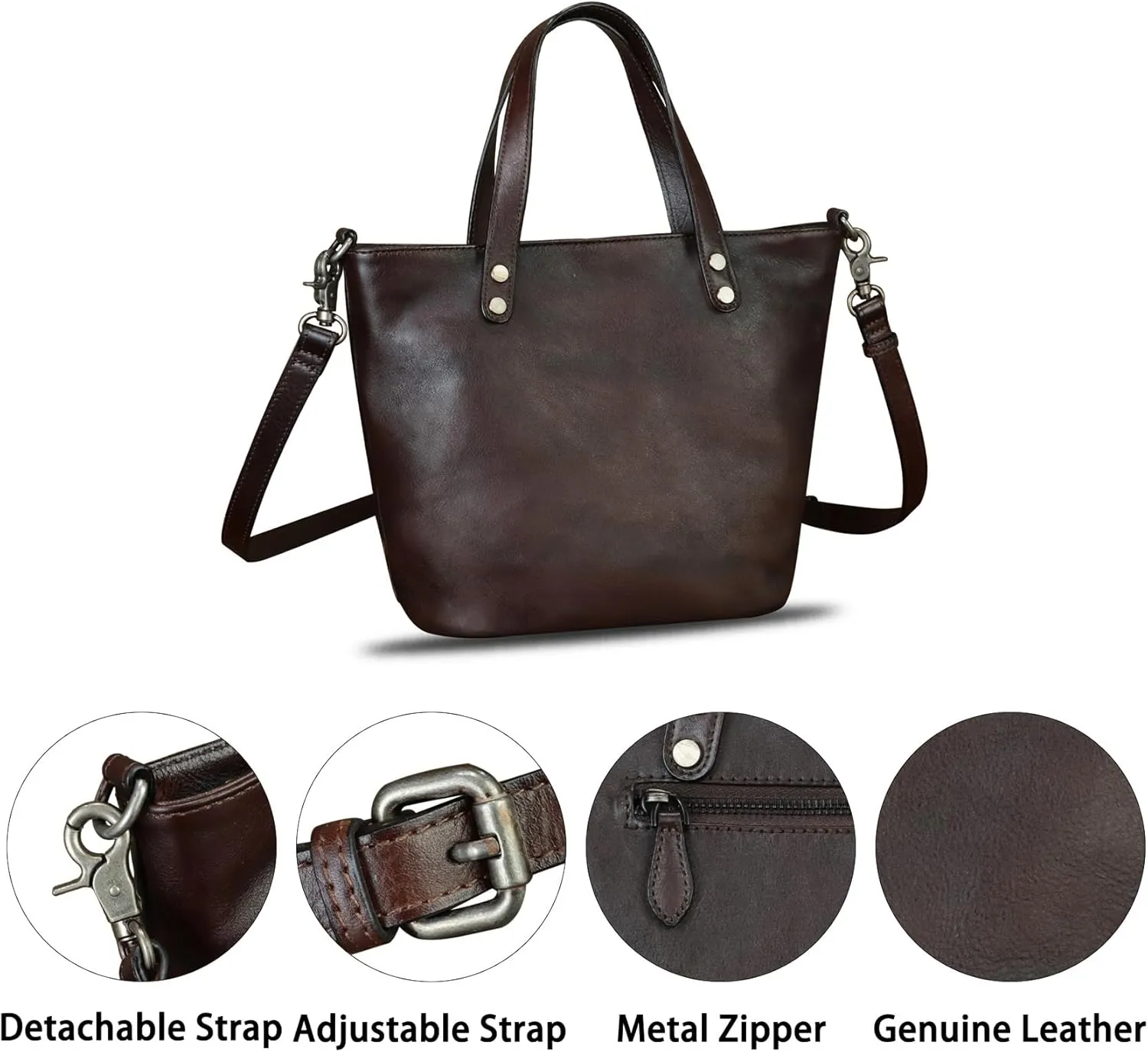 Genuine Leather Satchel for Women Shoulder Handbag Retro Top Handle Bags Handmade Purse Crossbody Purse Tote Bag