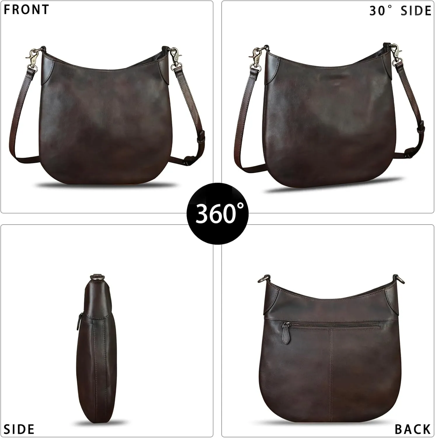 Genuine Leather Shoulder Bag for Women Satchel Handbag Retro Top Handle Bags Handmade Purse Crossbody Purse