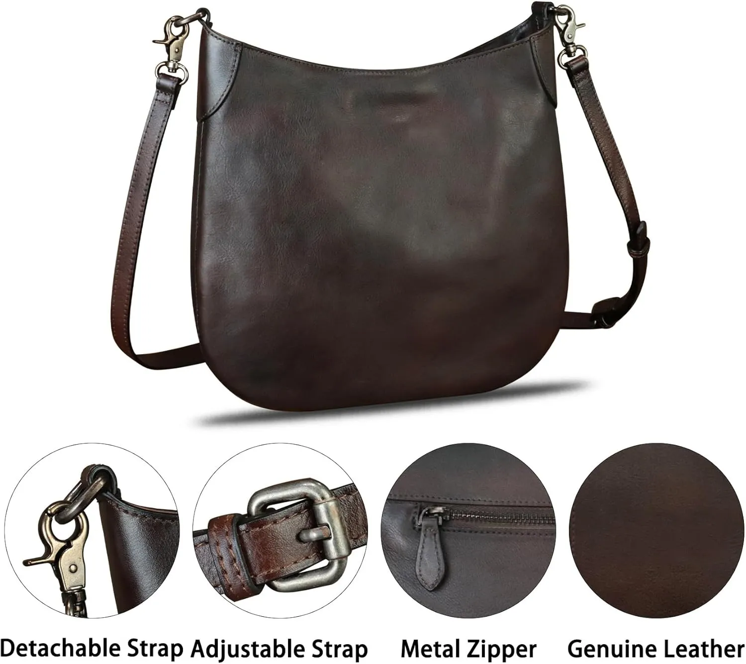 Genuine Leather Shoulder Bag for Women Satchel Handbag Retro Top Handle Bags Handmade Purse Crossbody Purse