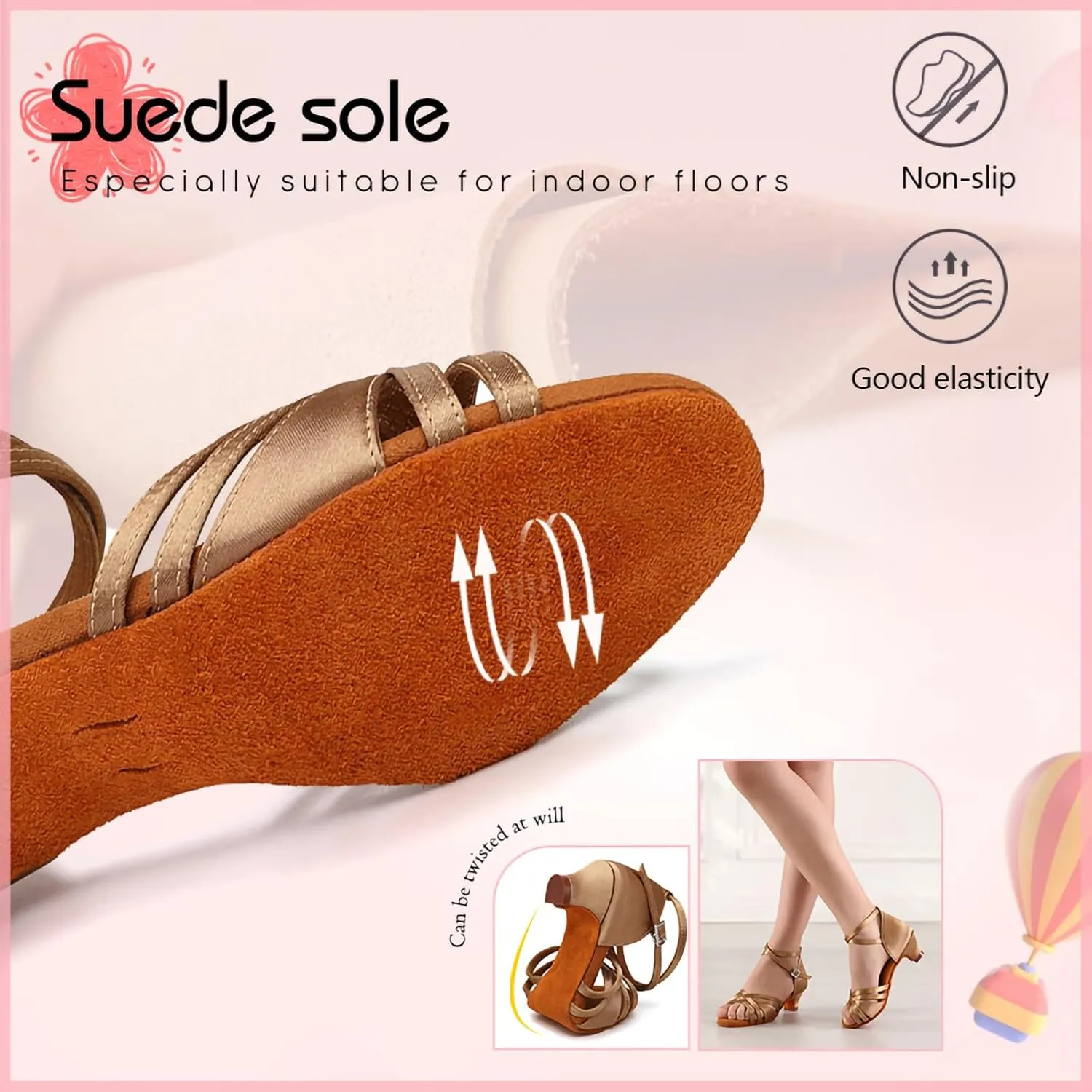 Girl's Latin Dance Shoes Low Heel Professional Performance Salsa Tango Ballroom Dancing Shoes,Model EM-930-XGG