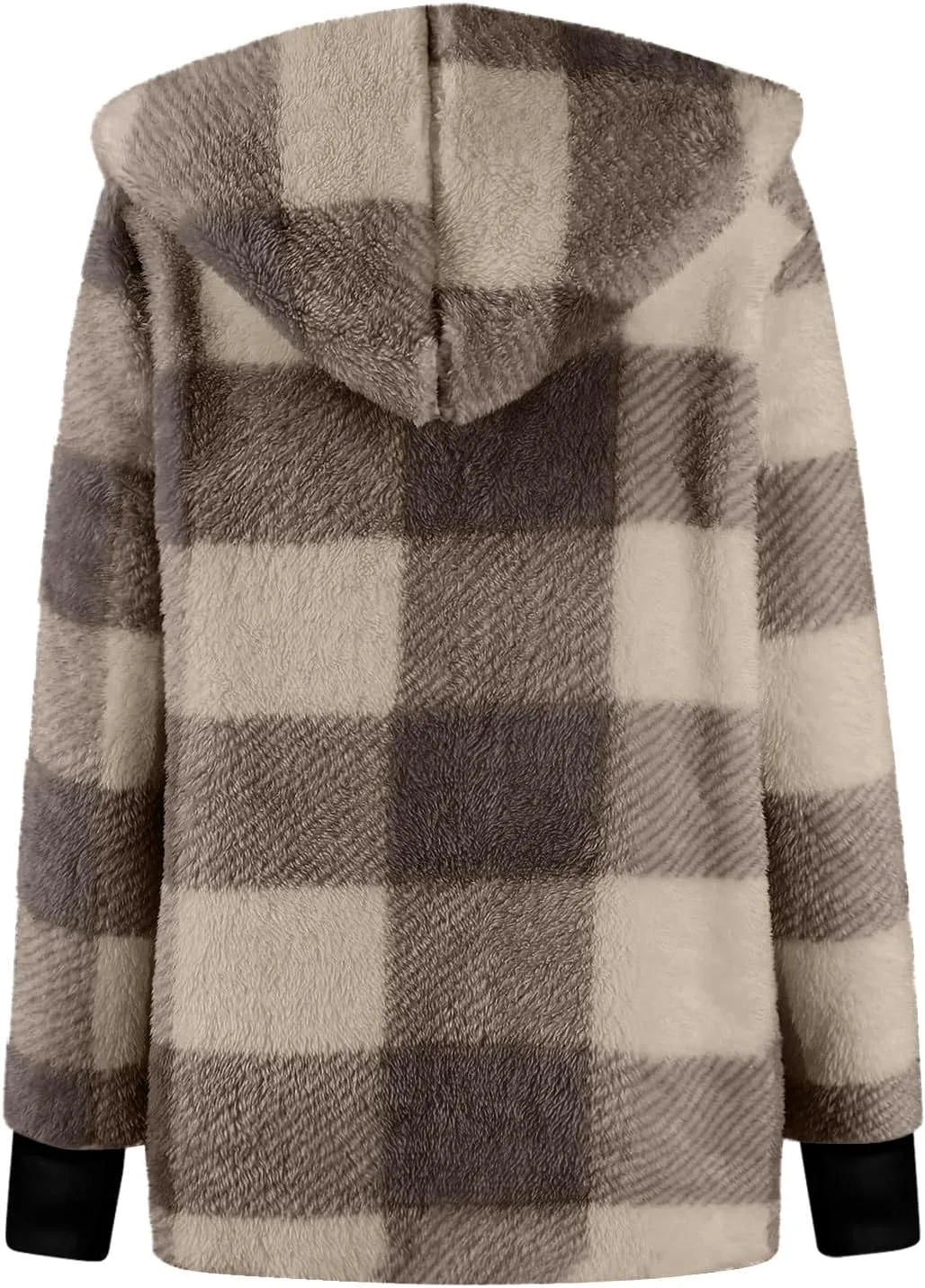 GOFULY Womens Winter Coats Trendy Fuzzy Fleece Hoodies Open Front Fall Sherpa Jackets Warm Plaid Cardigans Casual Outerwear