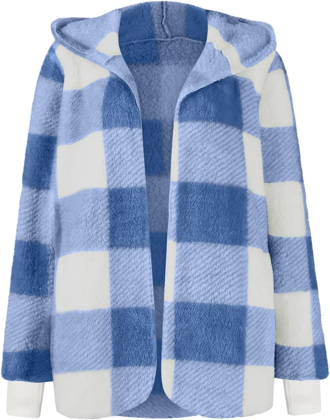 GOFULY Womens Winter Coats Trendy Fuzzy Fleece Hoodies Open Front Fall Sherpa Jackets Warm Plaid Cardigans Casual Outerwear