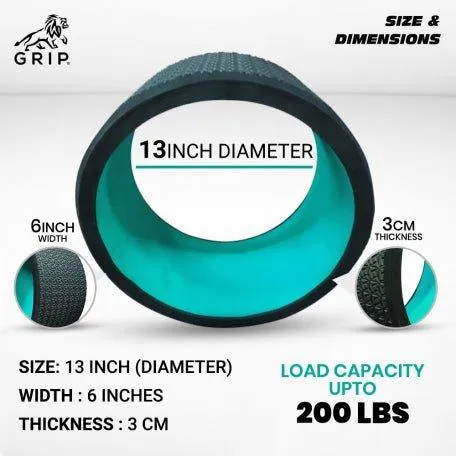 Grip Yoga Wheel - A Perfect Prop For Any Level Of Yoga Enthusiast, Help Stretch And Massage The Thoracic And Lumbar Region Muscles Improving Strength, Flexibility, And Balance, High Quality; 13 Inches Diameter | Green Color