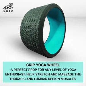 Grip Yoga Wheel - A Perfect Prop For Any Level Of Yoga Enthusiast, Help Stretch And Massage The Thoracic And Lumbar Region Muscles Improving Strength, Flexibility, And Balance, High Quality; 13 Inches Diameter | Green Color