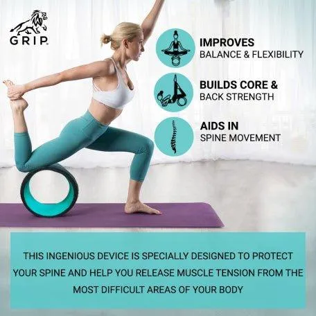 Grip Yoga Wheel - A Perfect Prop For Any Level Of Yoga Enthusiast, Help Stretch And Massage The Thoracic And Lumbar Region Muscles Improving Strength, Flexibility, And Balance, High Quality; 13 Inches Diameter | Green Color