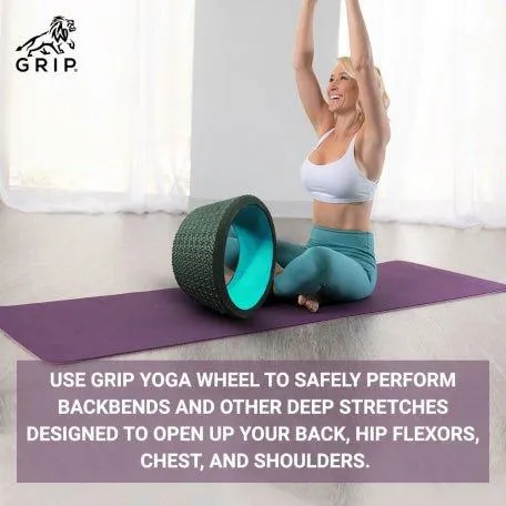 Grip Yoga Wheel - A Perfect Prop For Any Level Of Yoga Enthusiast, Help Stretch And Massage The Thoracic And Lumbar Region Muscles Improving Strength, Flexibility, And Balance, High Quality; 13 Inches Diameter | Green Color