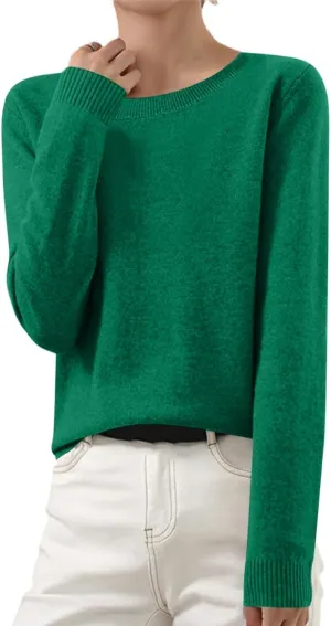 Gumipy Women Cashmere Sweater Crewneck Long Sleeve Oversized Sweaters Soft Knit Cashmere Sweaters Trendy Tunic Sweaters