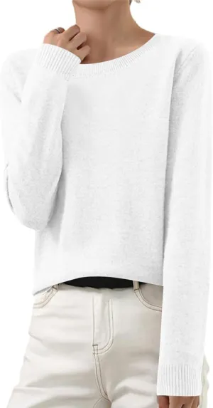 Gumipy Women Cashmere Sweater Crewneck Long Sleeve Oversized Sweaters Soft Knit Cashmere Sweaters Trendy Tunic Sweaters