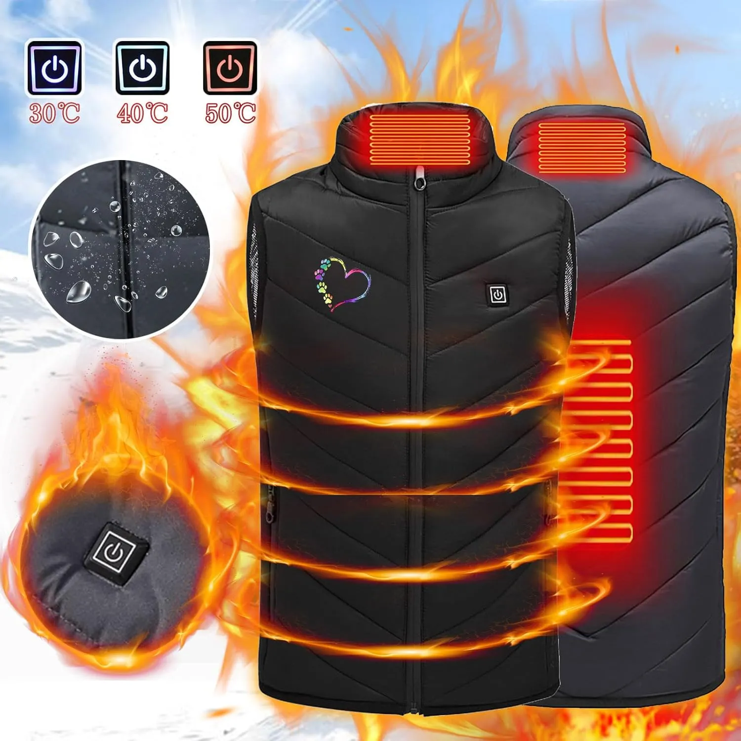 Heated Vest for Kids, Electric USB Heating Down Jacket 2024 Upgrade Heated Waistcoat Heated Gilet for Hiking Skiing