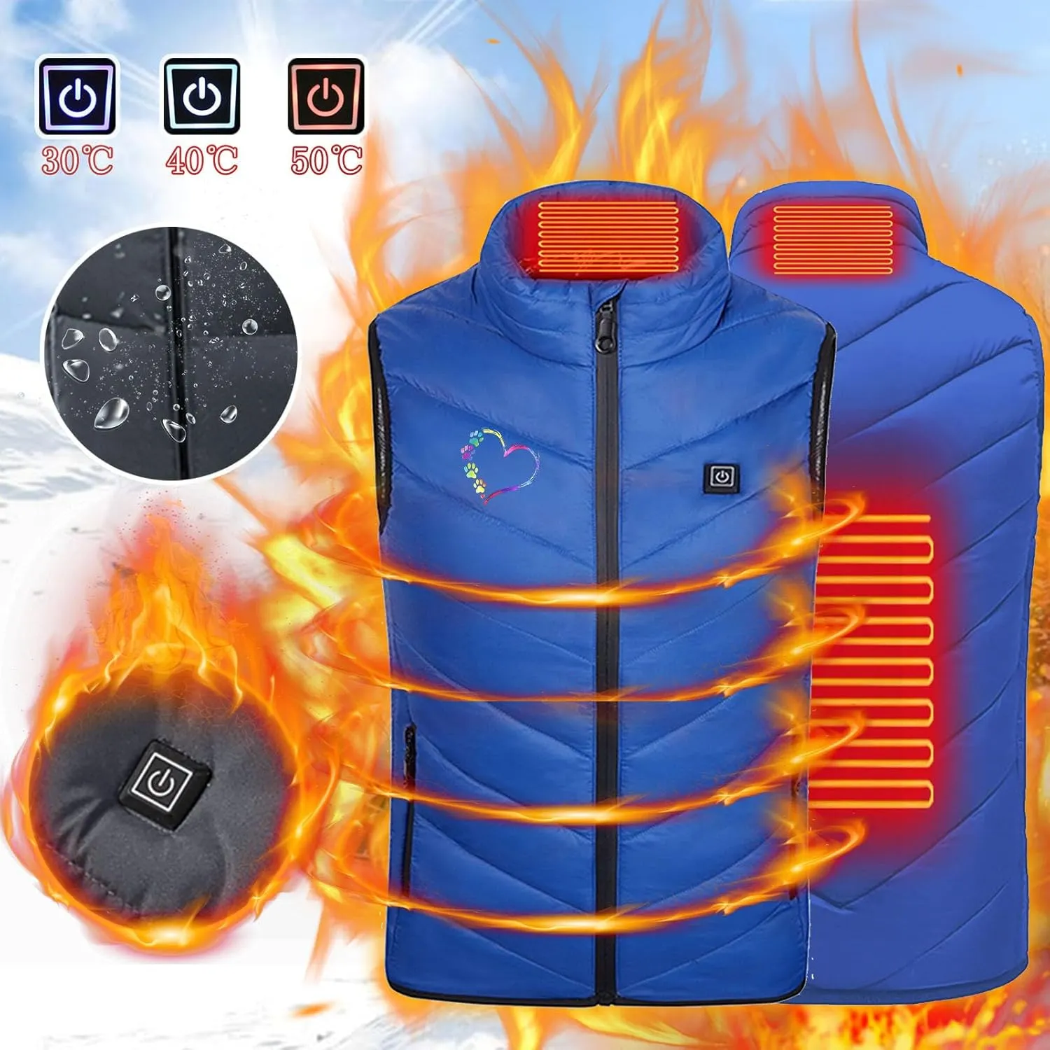 Heated Vest for Kids, Electric USB Heating Down Jacket 2024 Upgrade Heated Waistcoat Heated Gilet for Hiking Skiing