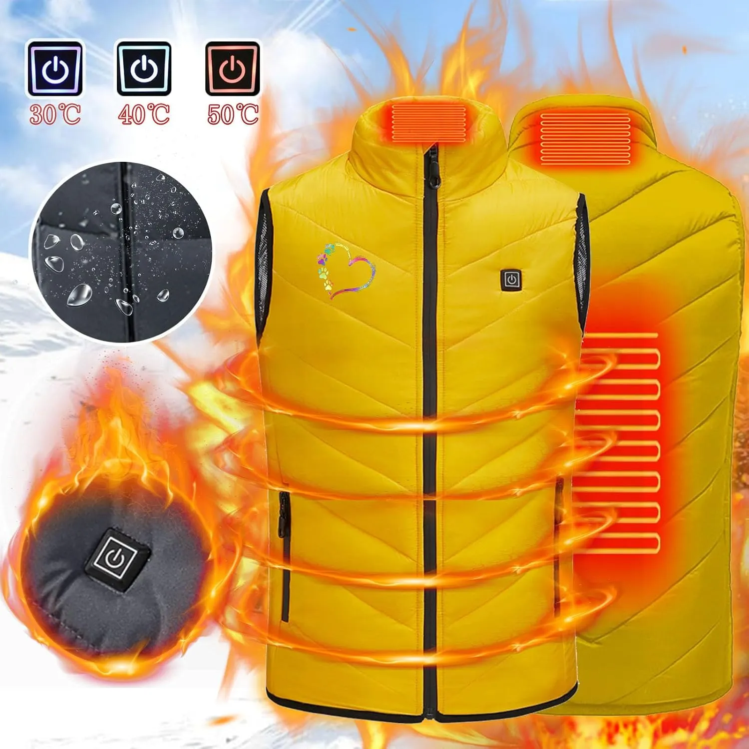 Heated Vest for Kids, Electric USB Heating Down Jacket 2024 Upgrade Heated Waistcoat Heated Gilet for Hiking Skiing