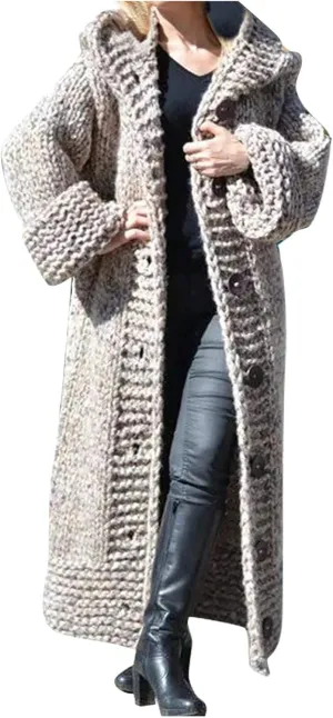Heavyweight Hooded Sweaters Oversized Long Sleeve Open Front Loose Chunky Knit Sweater Cardigans Jackets