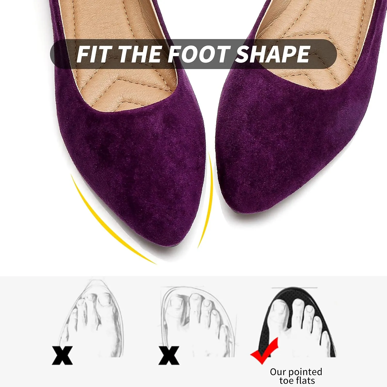 HEAWISH Women??s Black Flats Shoes Comfortable Suede Pointed Toe Slip On Casual Ballet Flats Dress Shoes Nude Flats