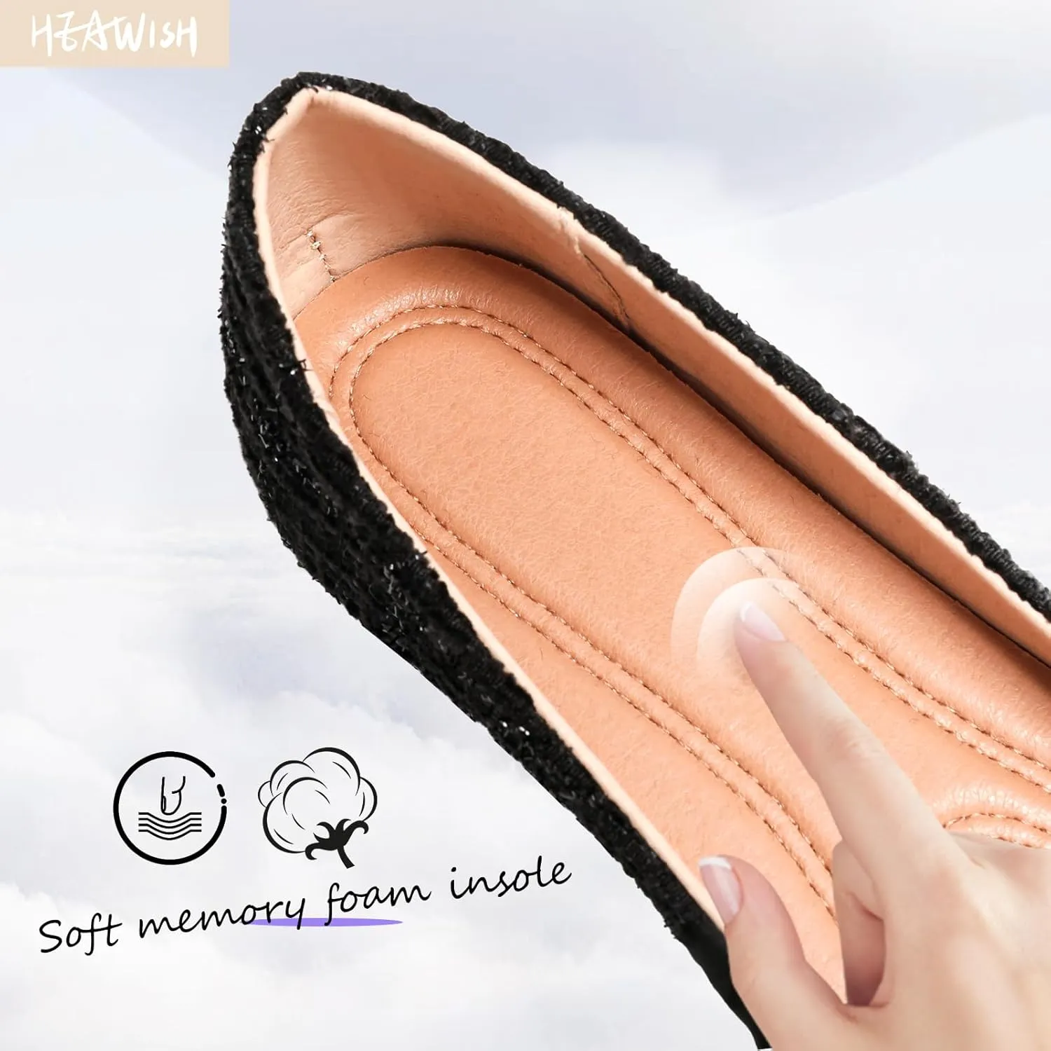 HEAWISH Women??s Round Toe Flats Shoes Ballet Flats Dressy Comfortable White Green Flats for Women