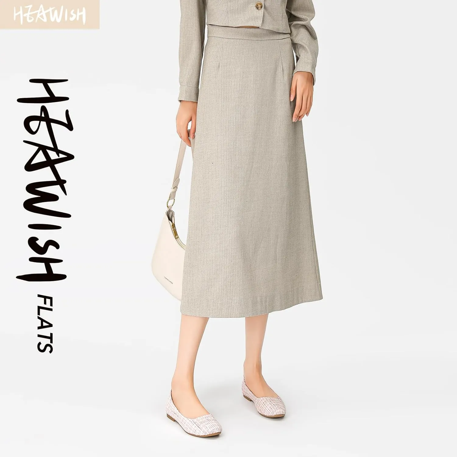 HEAWISH Women??s Round Toe Flats Shoes Ballet Flats Dressy Comfortable White Green Flats for Women