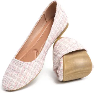 HEAWISH Women??s Round Toe Flats Shoes Ballet Flats Dressy Comfortable White Green Flats for Women