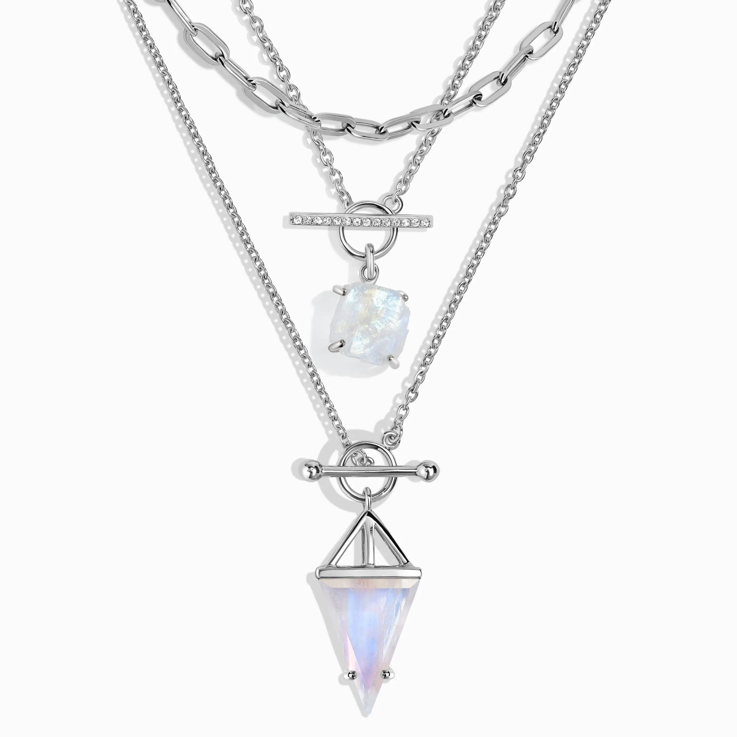 Heroine T Lock & Raw Crystal T Lock Necklaces & Widelink Chain
