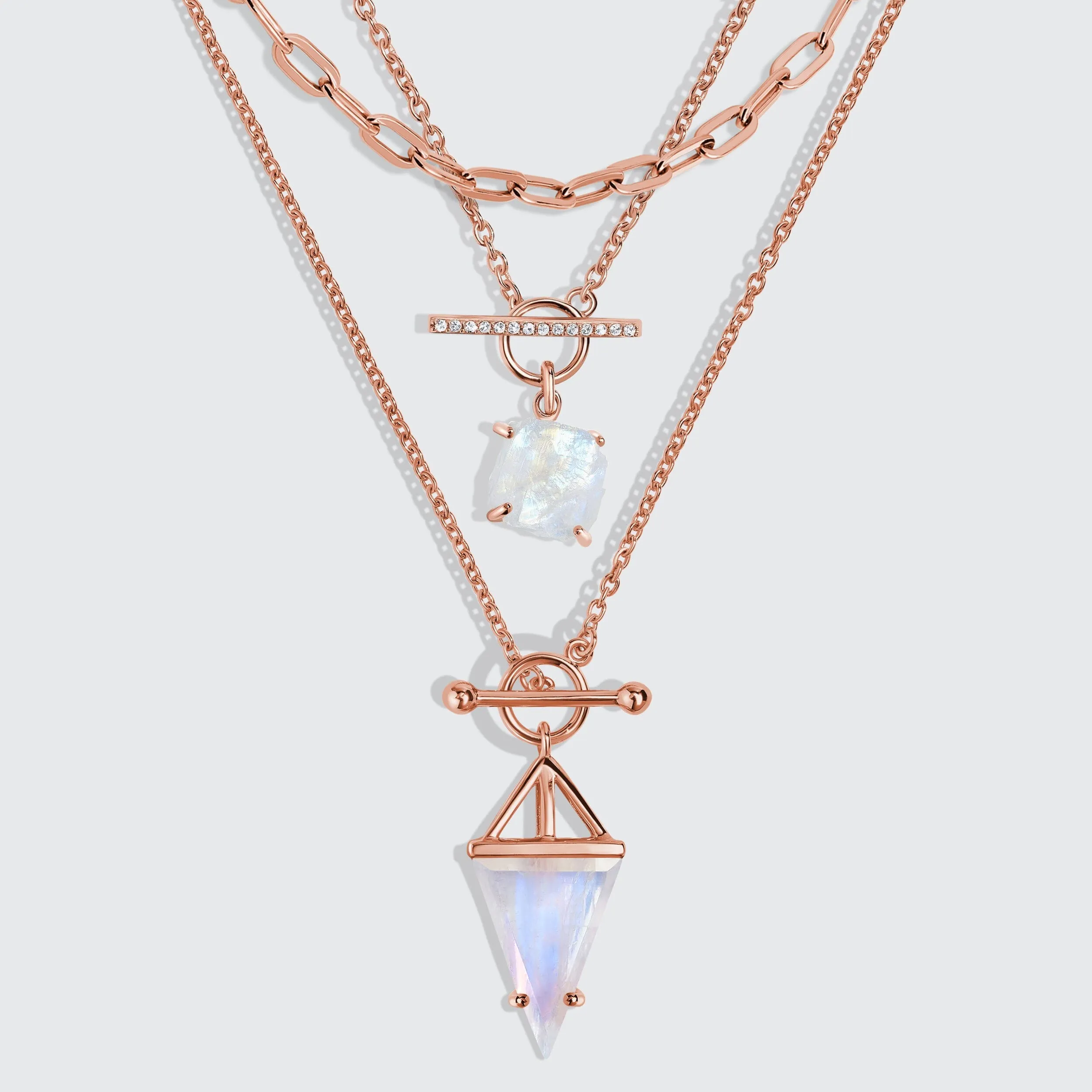 Heroine T Lock & Raw Crystal T Lock Necklaces & Widelink Chain