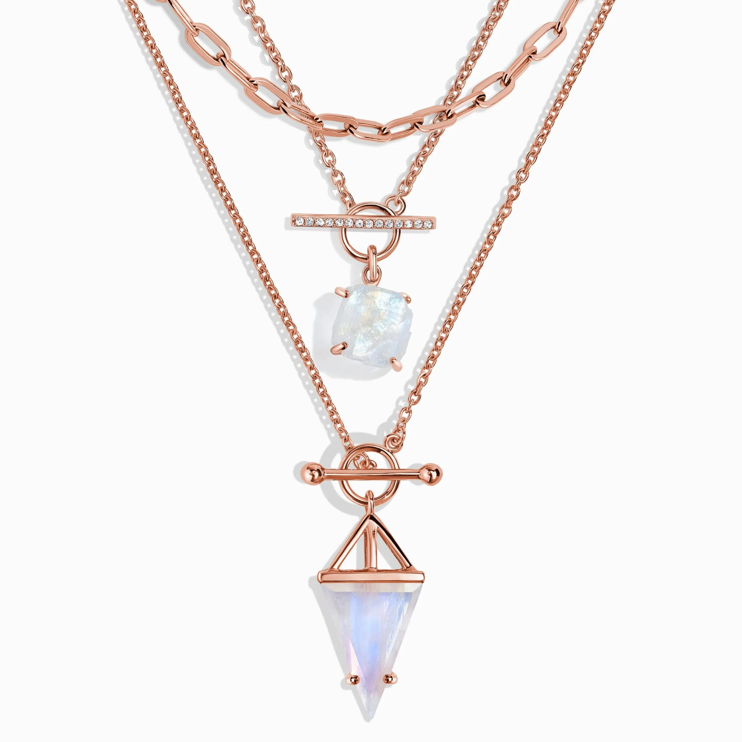 Heroine T Lock & Raw Crystal T Lock Necklaces & Widelink Chain