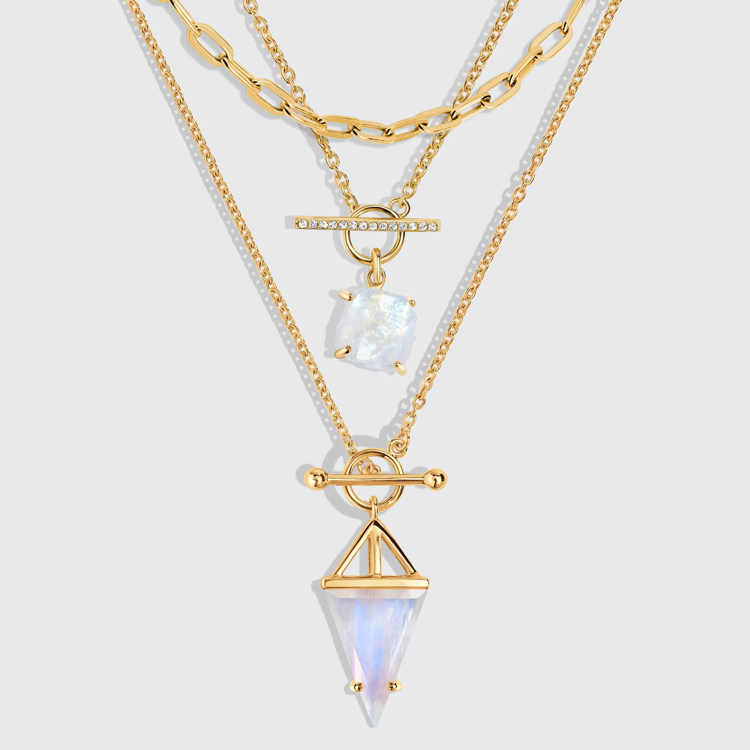 Heroine T Lock & Raw Crystal T Lock Necklaces & Widelink Chain