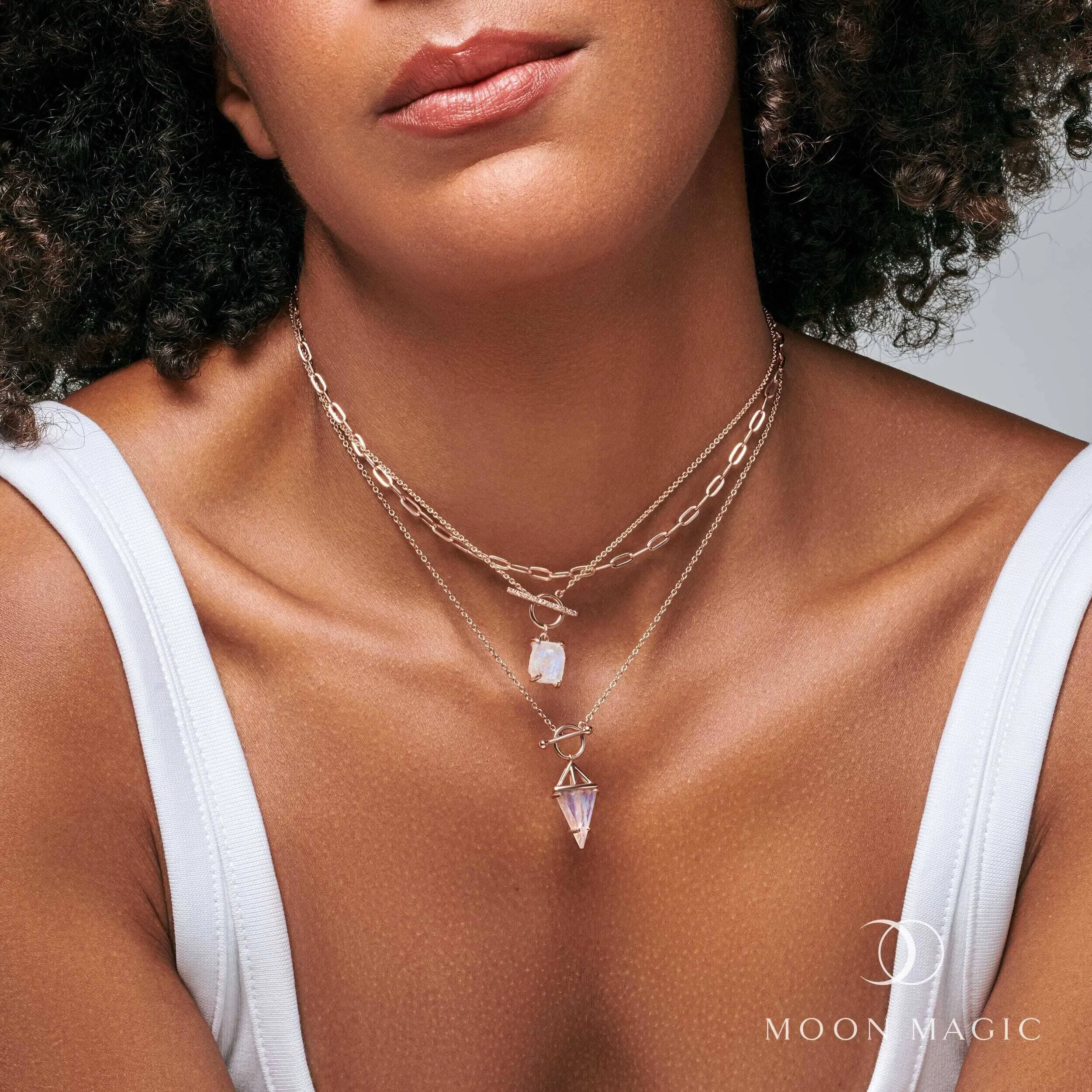 Heroine T Lock & Raw Crystal T Lock Necklaces & Widelink Chain