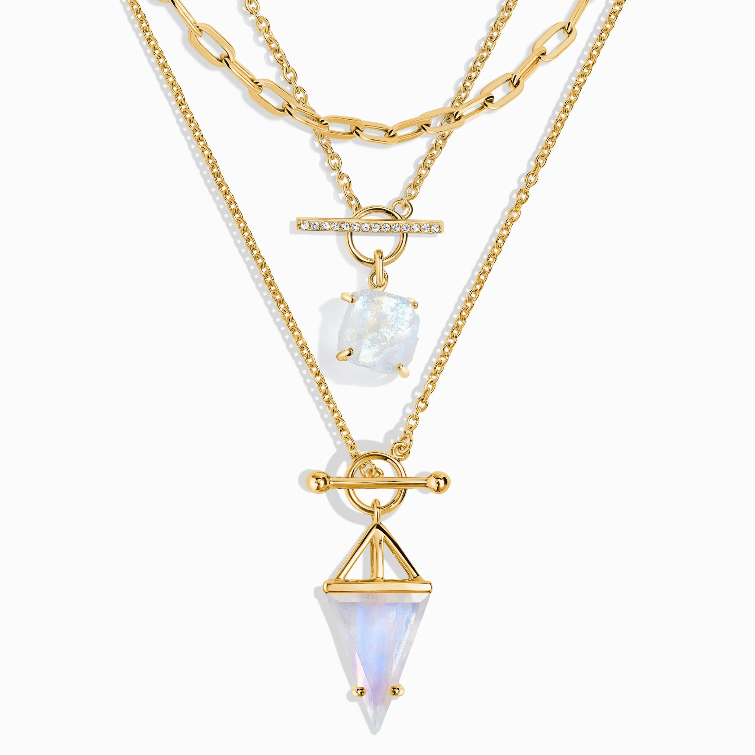 Heroine T Lock & Raw Crystal T Lock Necklaces & Widelink Chain
