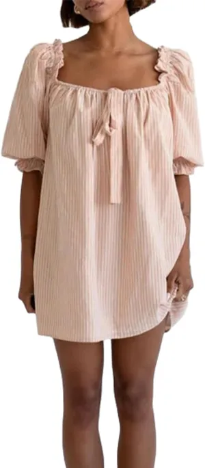 hibshaby Women's Babydoll Short Dress Puff Sleeve Cute Tie Mini Dress Floral Sundress