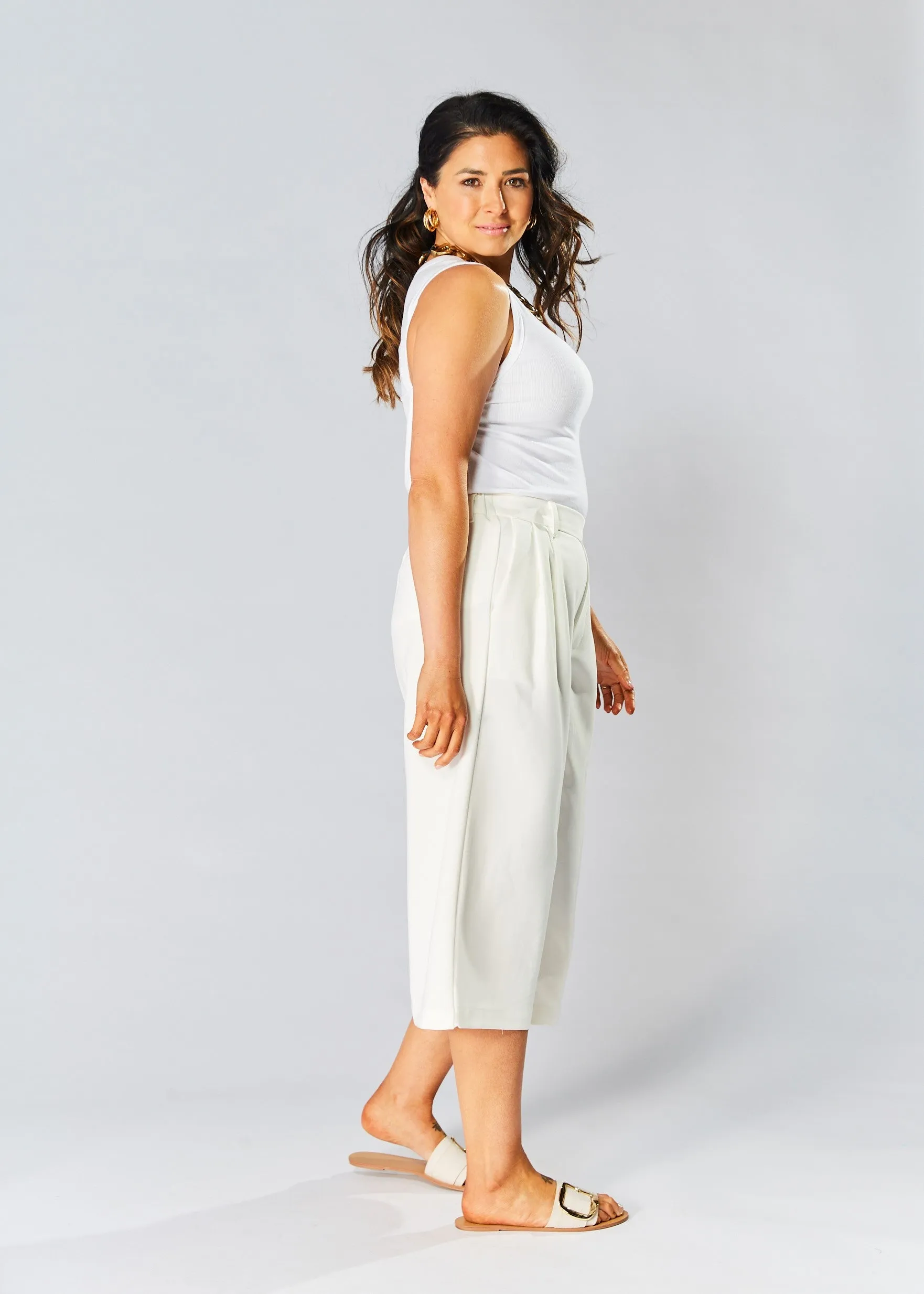 High Waisted Culottes - White