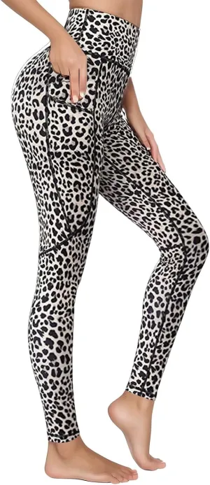 High Waisted Leggings for Women Butt Lifting Seamless Leopard Printed Yoga Trousers Stretch Tummy Control Workout Pants