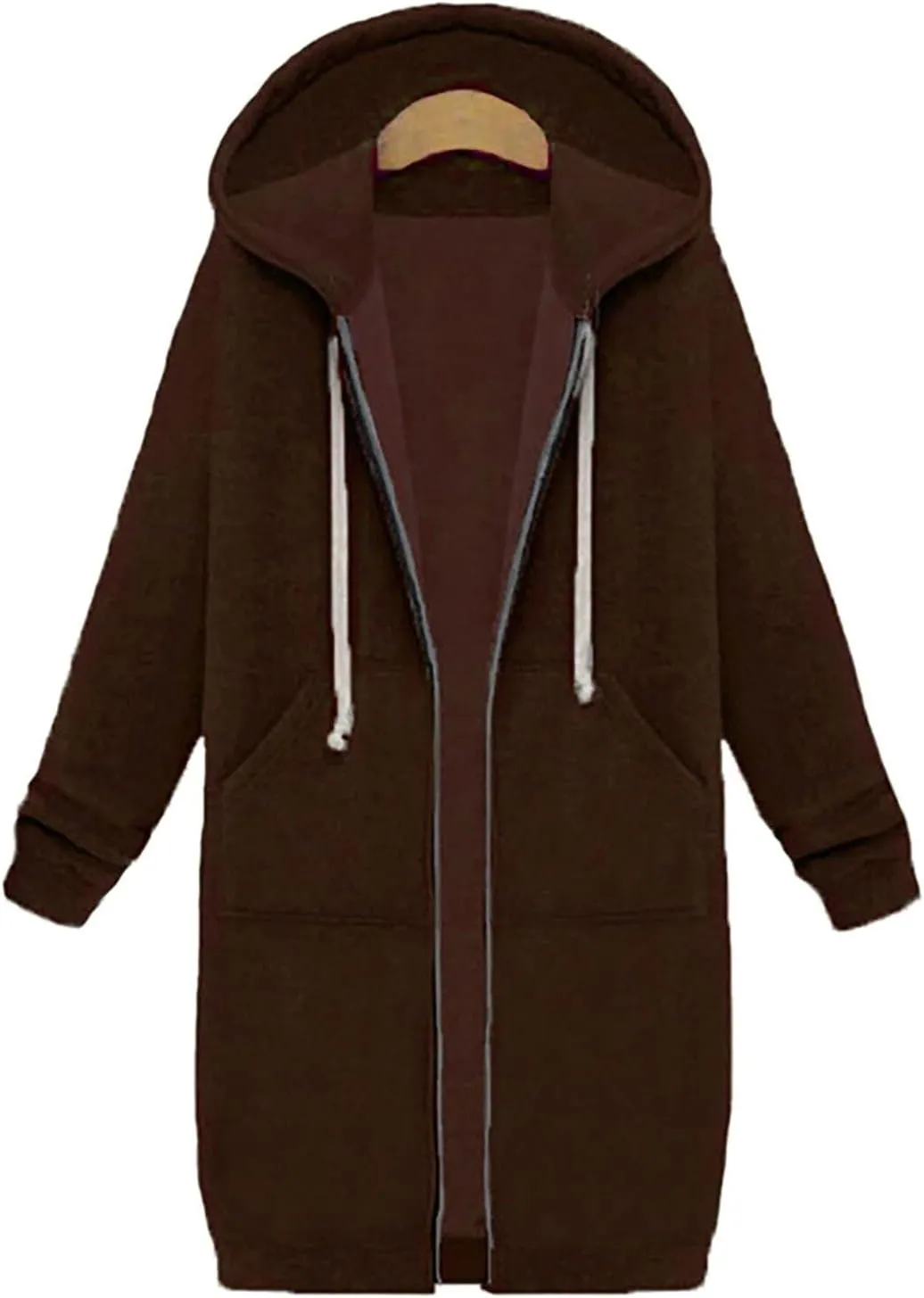 Hoodies for Women Zip Up Knee Length Tunic Fashion Sweatshirts Casual Long Sleeve Comfy Fall Hooded Jackets With Pocket