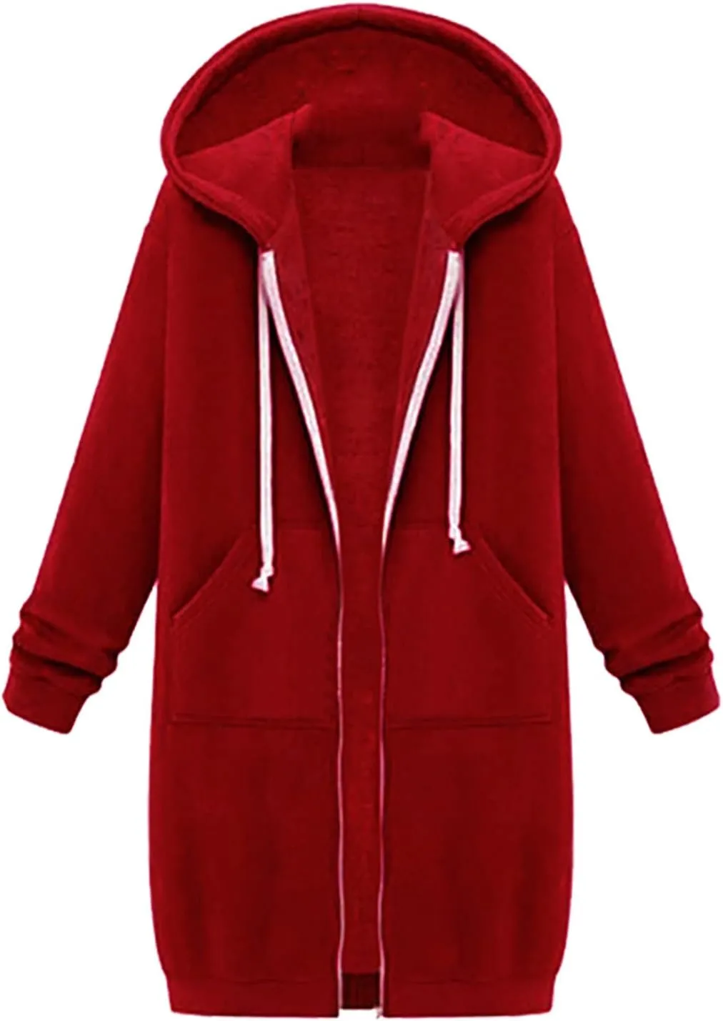 Hoodies for Women Zip Up Knee Length Tunic Fashion Sweatshirts Casual Long Sleeve Comfy Fall Hooded Jackets With Pocket